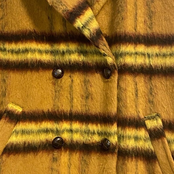 Vigoss Plaid Double Breasted Peacoat Lemon,‎ Brushed Polished Checks Preppy Fall - Picture 15 of 15